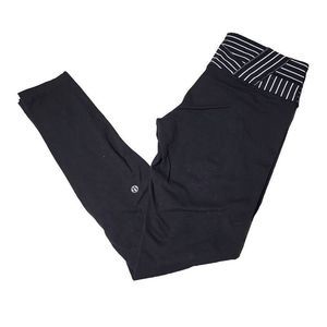 Lululemon reversible mid rise black white stripe 27" leggings